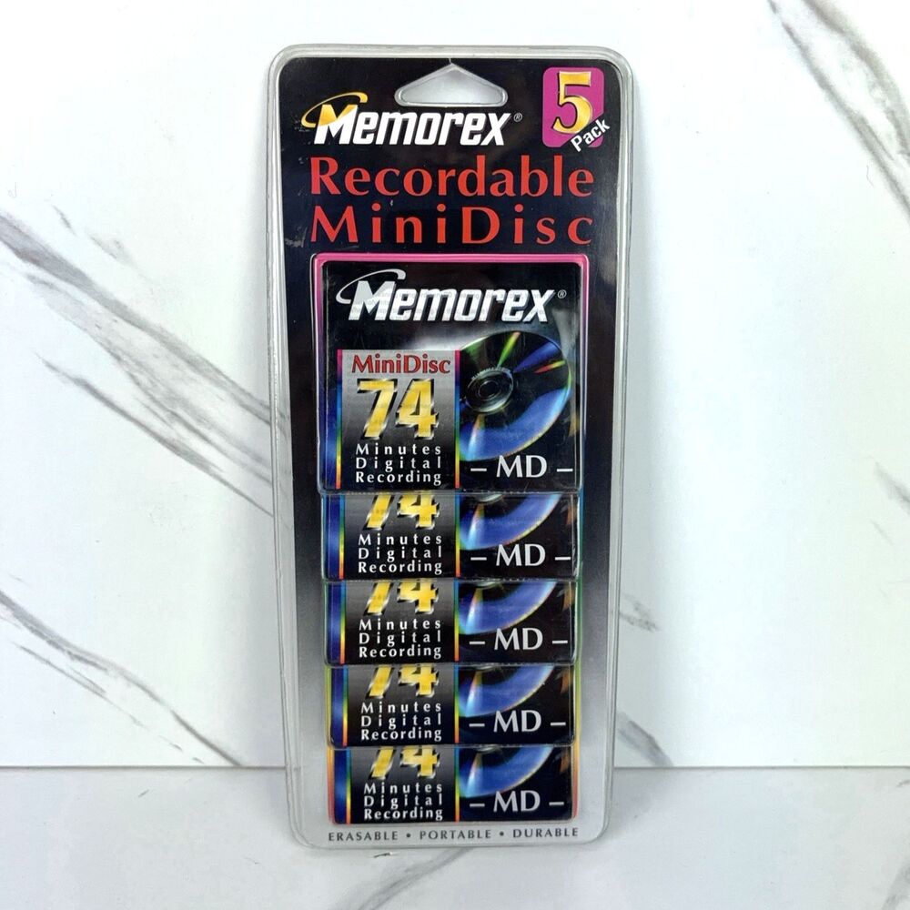 Memorex Five 5 Pack Mini Disc (MD) Sealed NOS Digital Recordable NEW Old Stock